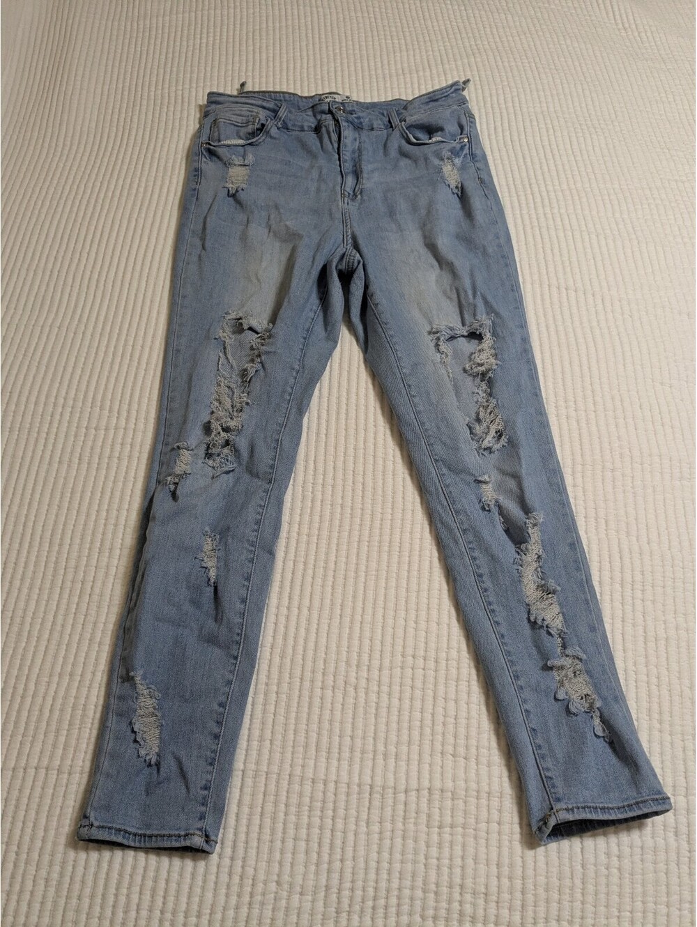 Women's Light Blue Distressed Skinny Jeans Stretch for Days Size 1X